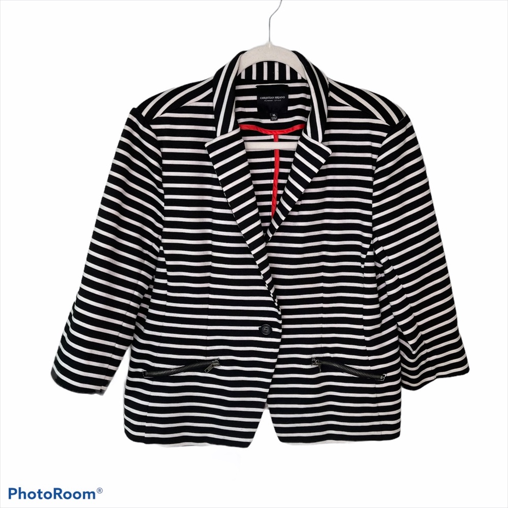 Christian Siriano Blazer, Black & White Stripe